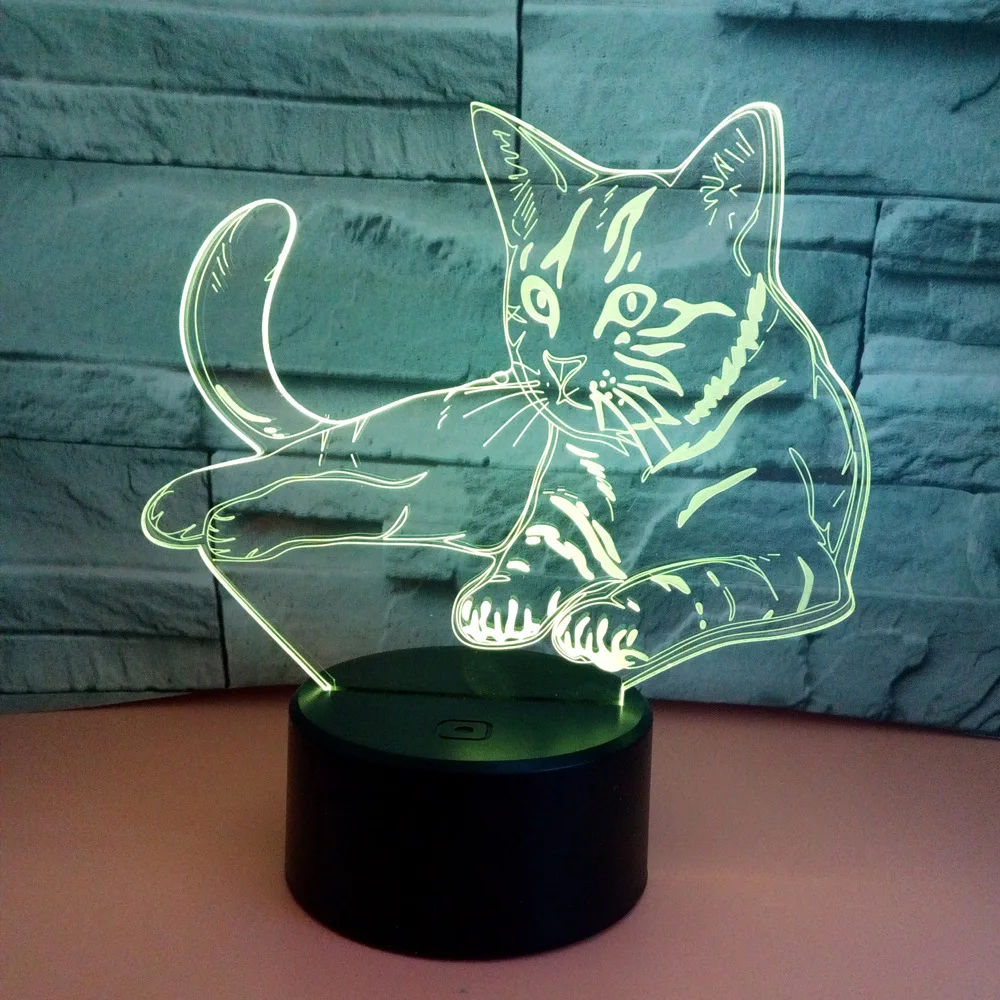 

[DBF]Night Light for Kids Cat 3D Night Light 7 Colors Changing Bedroom Nightlight with Smart Touch/Remote Control Kids Gift