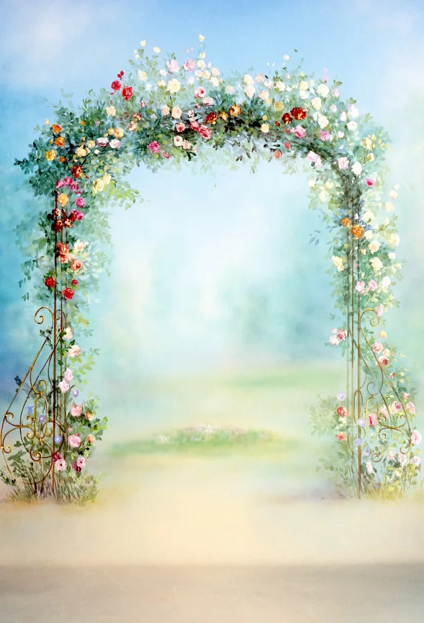 

Laeacco Flowers Arch Door Baby Newborn Photocall Wedding Photo Backgrounds Customized Photographic Backdrops For Photo Studio