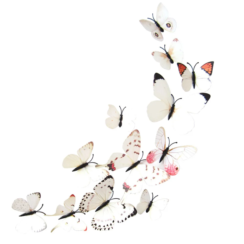 

12pcs Butterfly wall Stickers Art Design Decal Wall Stickers Home Decorations 3D Butterfly Magnet Glue stickers