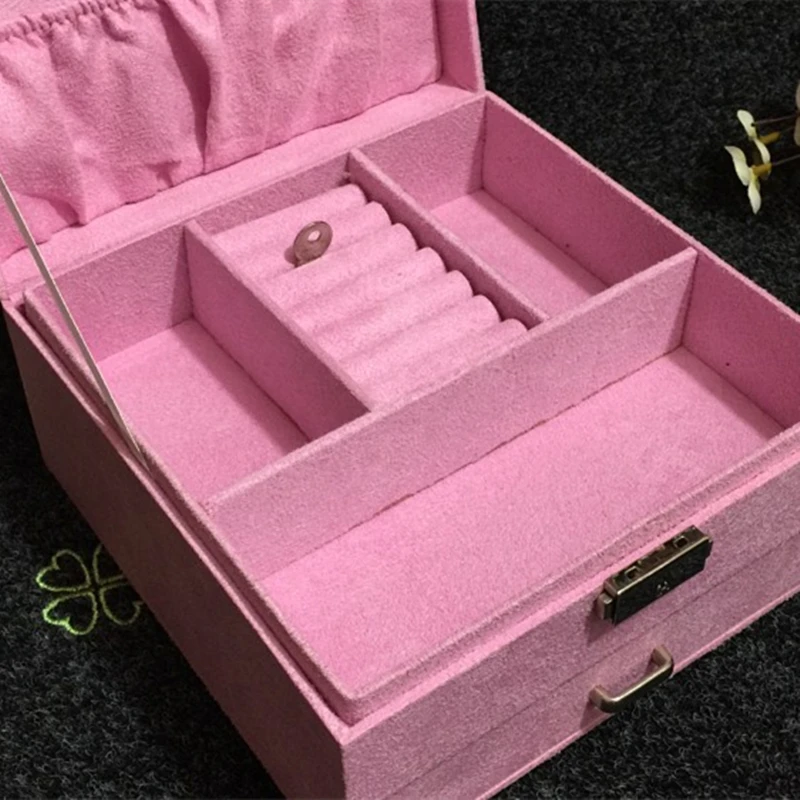 Fashion Velvet Jewelry Box Large Space High Quality Earrings Storage Case Creative Cosmetic Box For Women Christmas Gift Jewelry Packaging