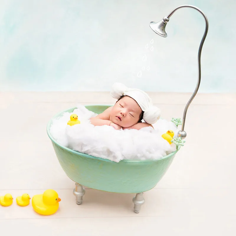 Newborn Photography Props for Girl New Iron Bathtub Photo Studio Creative Newborn Photo Props Photography Bucket Posing Beans