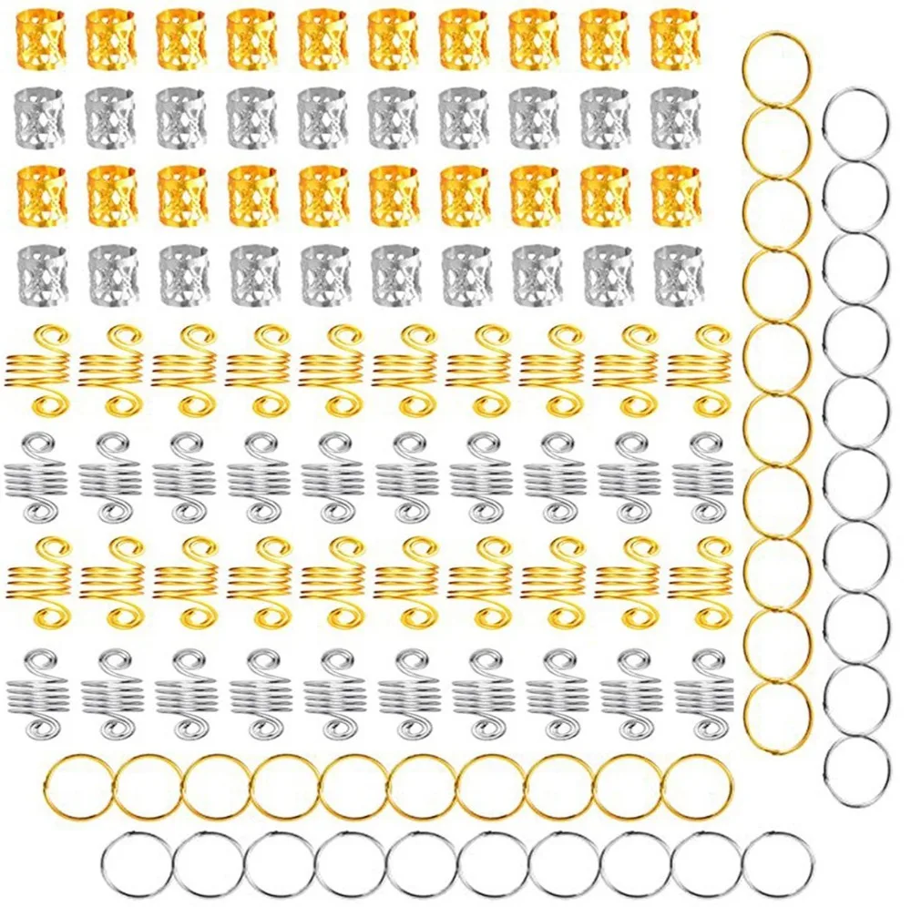 

120 PCS Aluminum Hair Coil Dreadlocks Hair Braid Rings Hair Braiding Cuffs as Hair Accessory