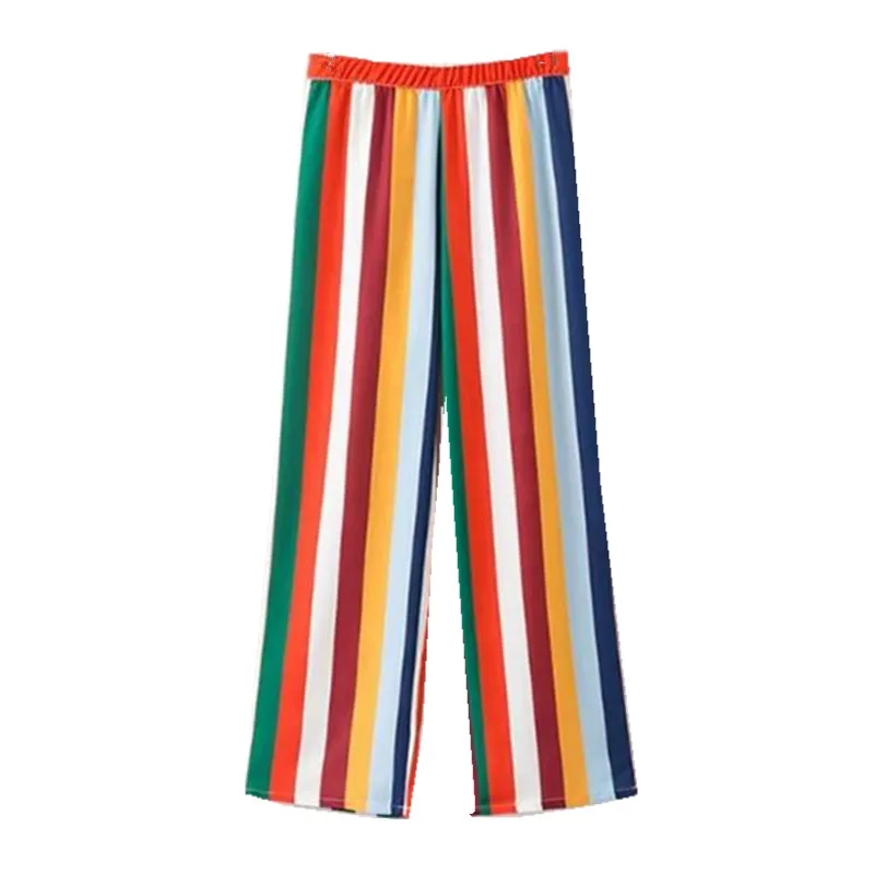 rainbow striped flare pants