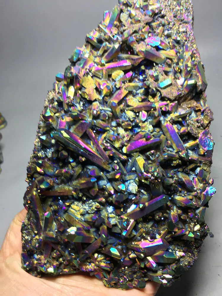 

632g PURPLE BLUE Aura Quartz Crystal Titanium Bismuth Silicon Cluster Rainbow(new)
