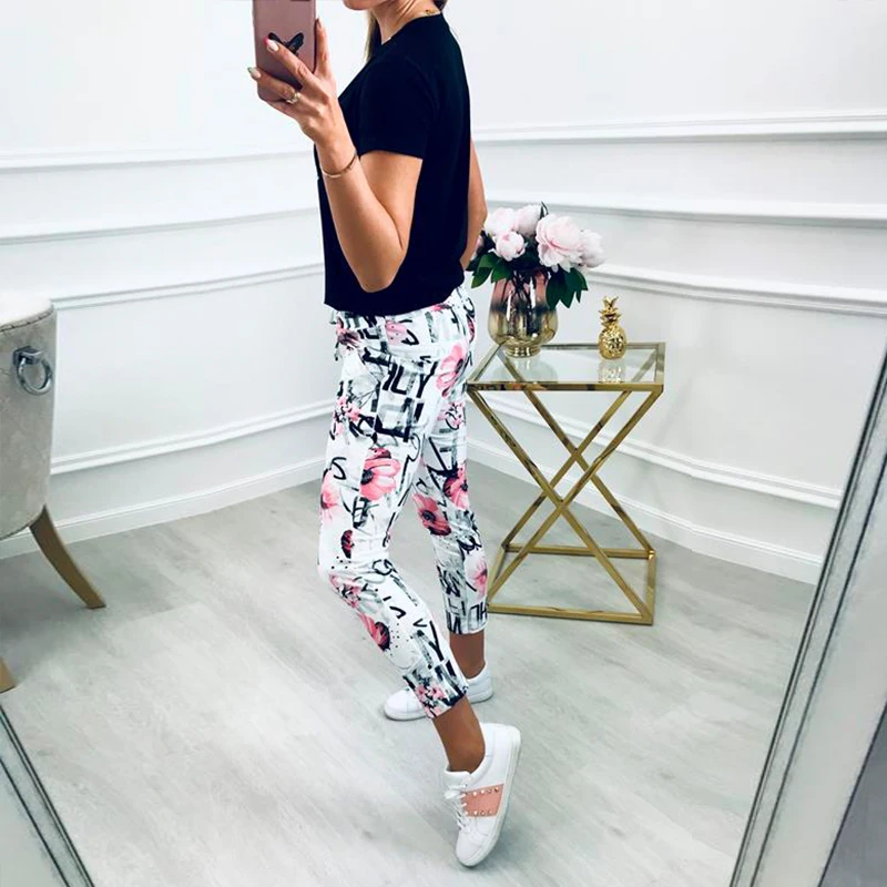 2019New Elastic Printed Pencil Pants, Women's Pants Increased Size Tight Pants S-3xl 2019New Elastic Printed Pencil Pants, Women's Pants Increased Size Tight Pants S-3xl