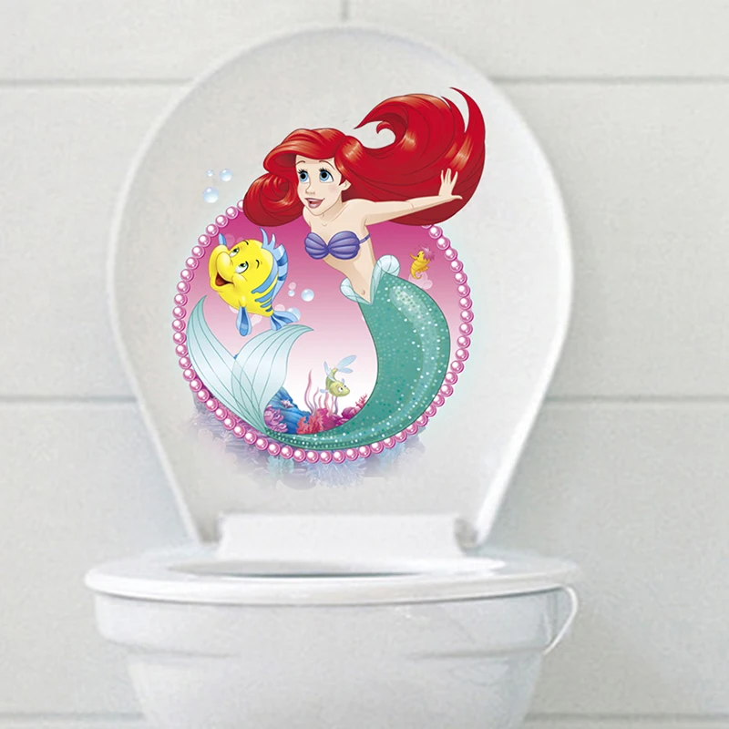Cartoon Disney Mermaid Ariel Princess Wall Stickers For Girls Room Bathroom Home Decor Waterproof PVC Poster Kids Wall Art Decal Cartoon Disney Mermaid Ariel Princess Wall Stickers For Girls Room Bathroom Home Decor Waterproof PVC Poster Kids Wall Art Decal