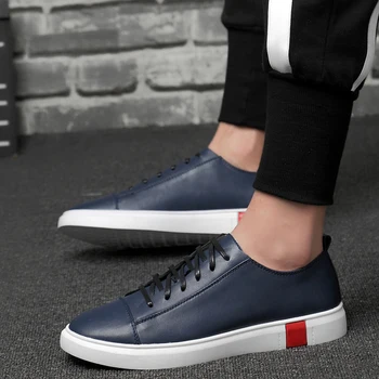 GUDERIAN New Leather Men Shoes Sneakers Fashion Breathable Casual Shoes For Men Comfortable Flat Shoes Men Zapatos Hombre northmarch luxury fashion leather sneakers for men elastic band shoes men breathable casual shoes men footwear zapatos hombre