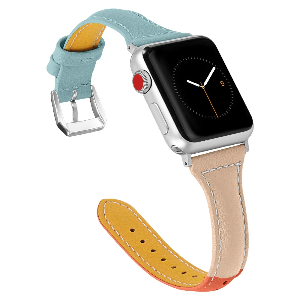 Кожаный ремешок для часов аpple 42 мм 38 iWatch 4 band 44 40 Т-образный браслет кожаный apple watch 3