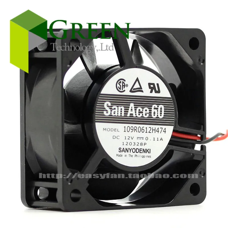 

Original Sanyo 109R0612S474 12v 6025 60MM 6CM 60*60*25MM Comptuter case Cooling fan 12V 0.11A with 3pin