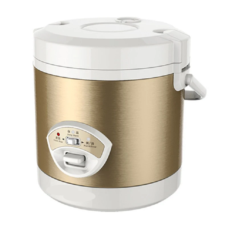 1.2L мини-рисоварка, маленькая двухслойная Пароварка, многофункциональная кастрюля для приготовления пищи, электрическая теплоизоляционная плита, 1-2 человека, ЕС - Цвет: Gold