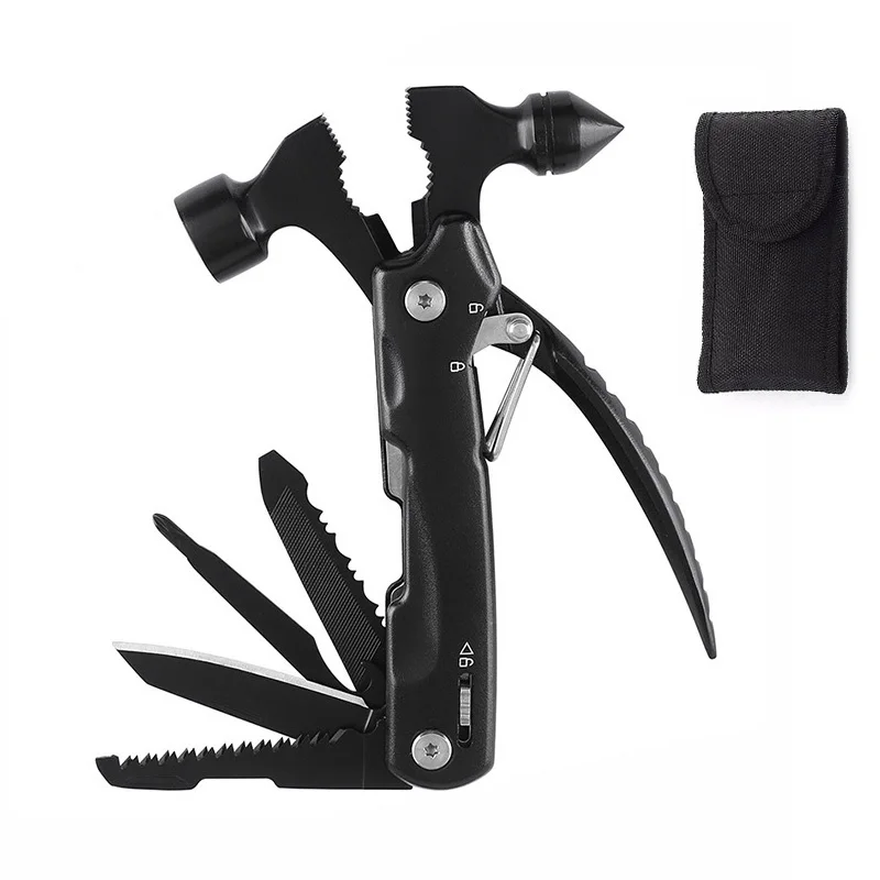 

Multi Tool Stainless Steel Camping Tool Set Portable Multi-functional Hammer Tool Kit with Nylon Belt Pouch for Emergency