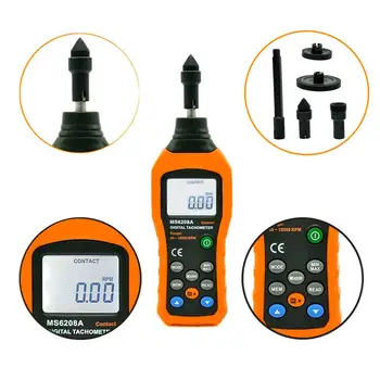 

Portable MS6208A LCD Digital Tachometer Speedometer 50~19999RPM Meter Digital Laser Tachometer Speedometer Speed Gauge Engine