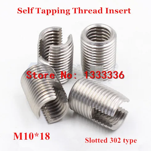 10 шт. M10 * 1 5*18 (L) самонарезающая Резьбовая вставка 302 шлицевого типа из нержавеющей