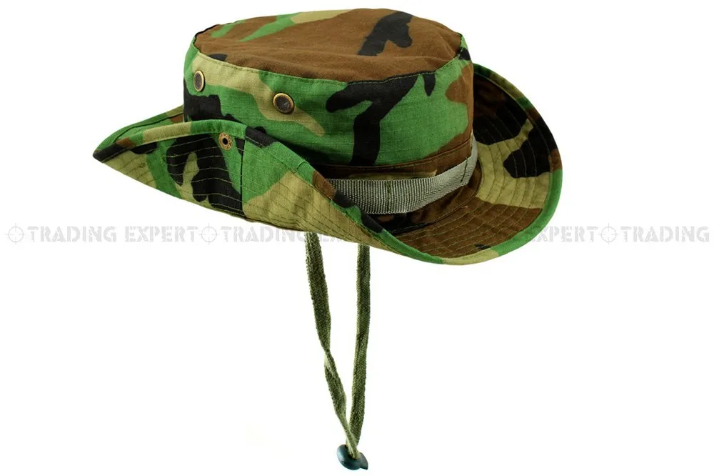 GI RIPSTOP ARMY COMBAT BOONIE JUNGLE BUSH HAT CAP US MILITARY WOODLAND CAMO S-XL