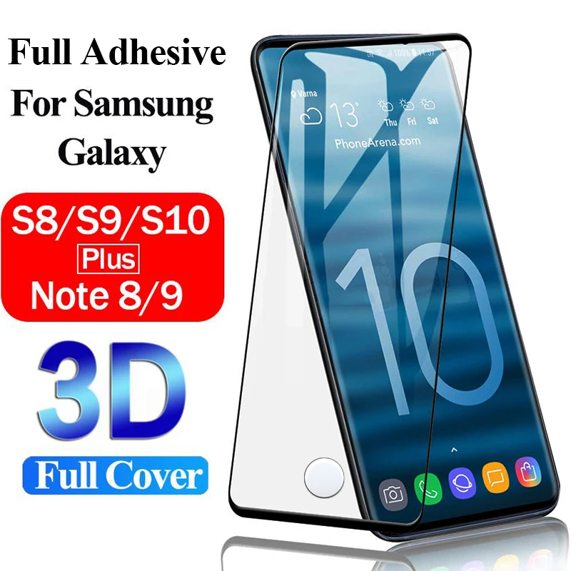 3d полный клей для samsung s8 s9 s10 plus glaxay s10e s7 edge note 8 9 s10plus s 10 защитная пленка закаленное