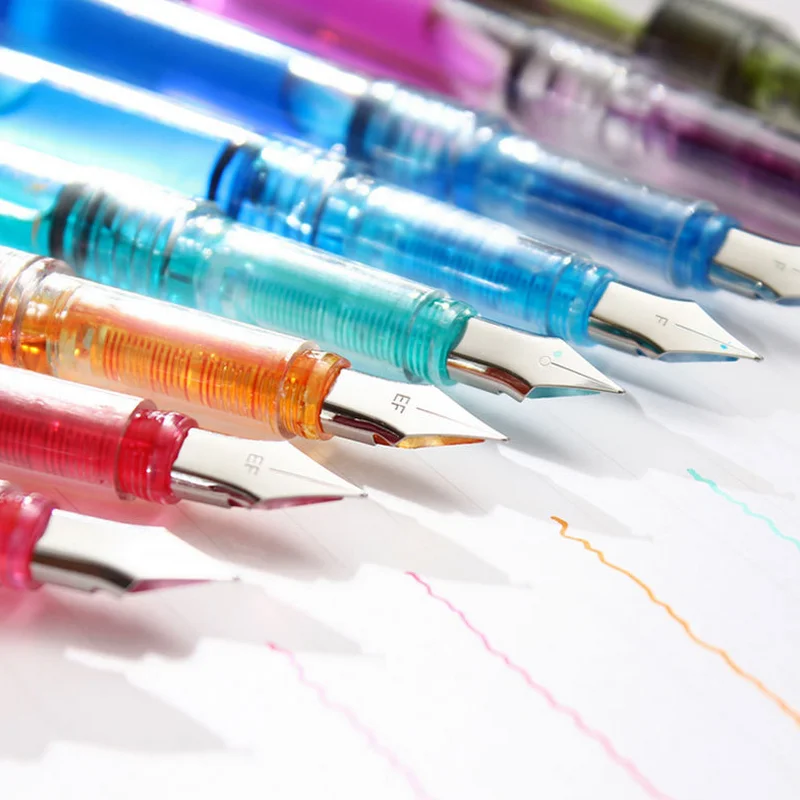 

Limited! Transparent Fountain Pens for Writing Clear Body EF/F Nib Available F10