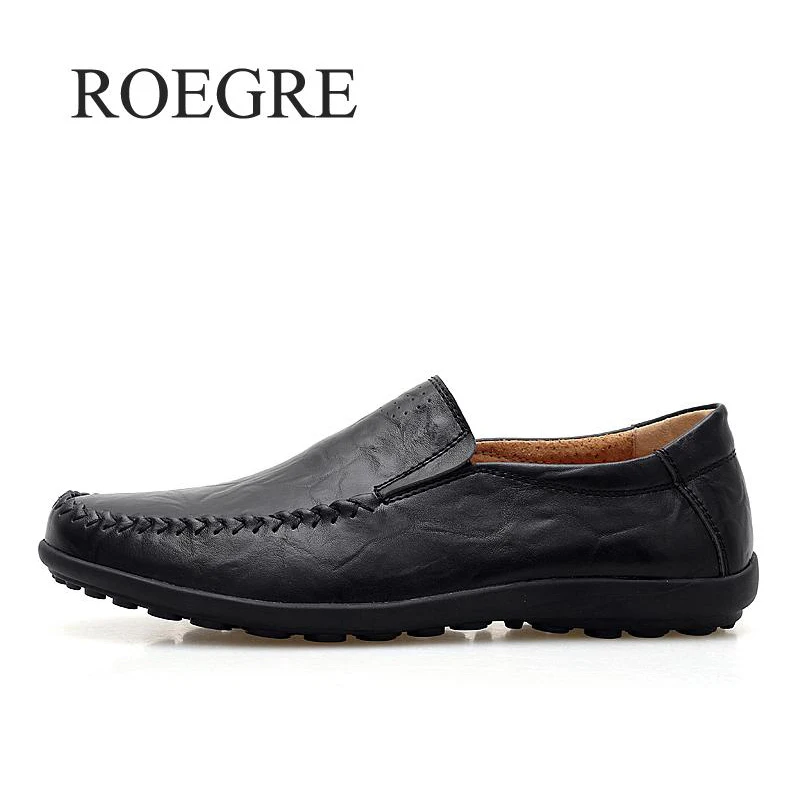 

ROEGRE Brand Men's Shoes Handmade Leather Men Casual Shoes Slip On Leisure Men Driving Penny Loafers High Quality Office