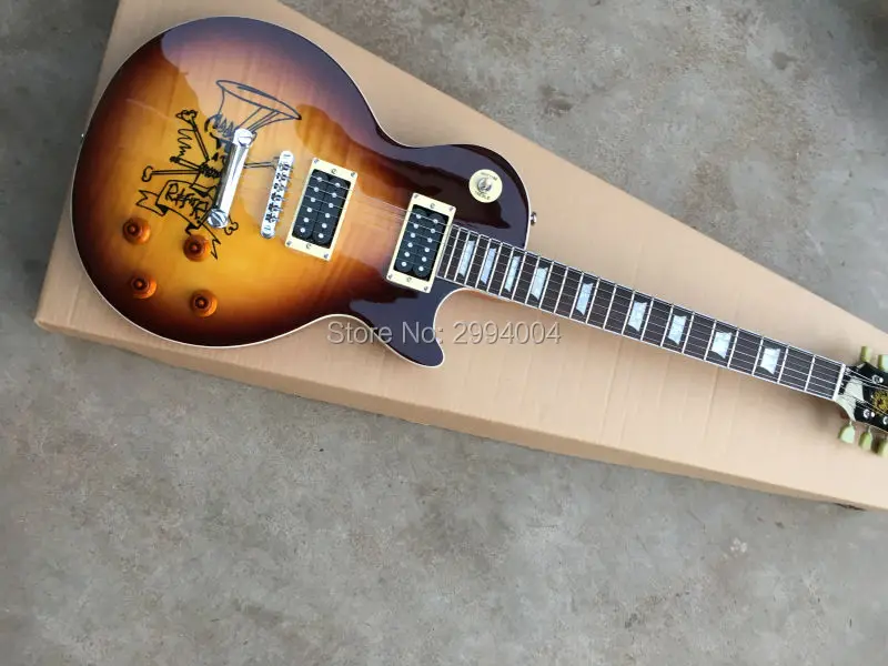 

High quality LP Slash Standard Electric guitar with Flame Maple,Tobacco burst color, Slash LP Guitar, All color Available