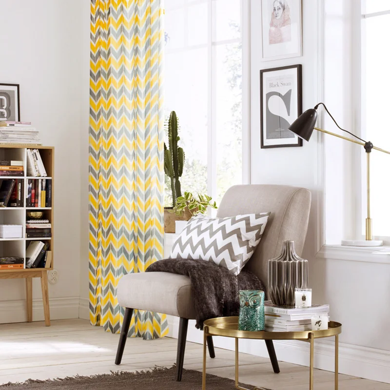 Creative Semi shading Geometric Printed Cotton Linen Home Curtains for the Bedroom for Living Room Window