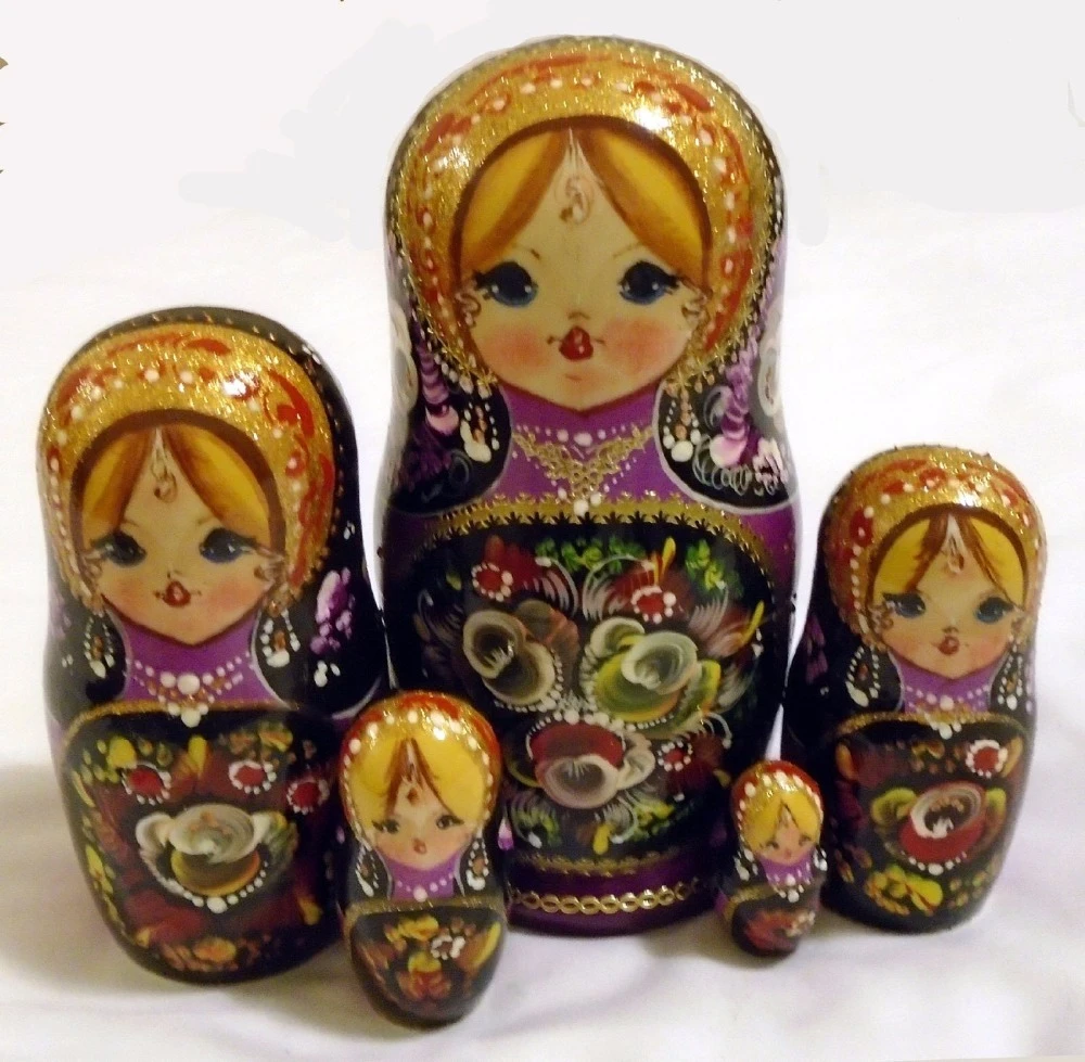Matryoshka Babushka Mamushka Wooden Nesting Dolls with Bright Flowers Design 5pc 17cm|flower stickers|doll deskflower arrangement for wedding - AliExpress