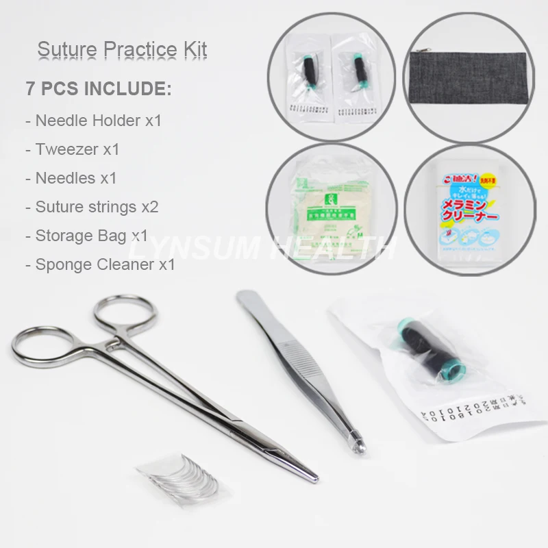 

7 PCS Set Suture Practice Training Kit Medical Skin Model Suture Kit with Needle for Student Surgical Practice