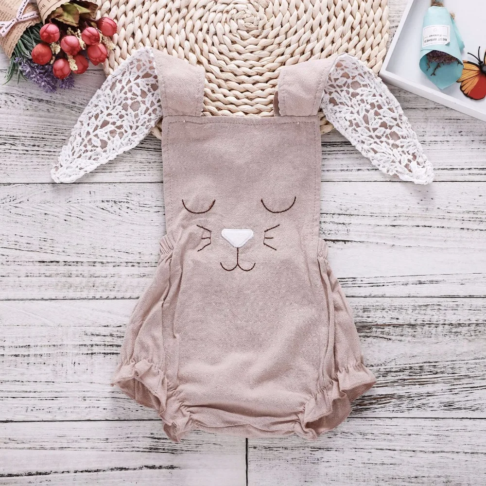 Baby Bodysuit Khaki Lovely Rabbit Ears Baby Girl Onesie Bodysuits New