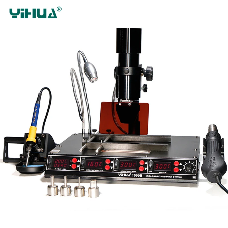 YIHUA 1000B BGA паяльная станция 4 в 1 инфракрасной паяльной станции SMD горячий воздушный