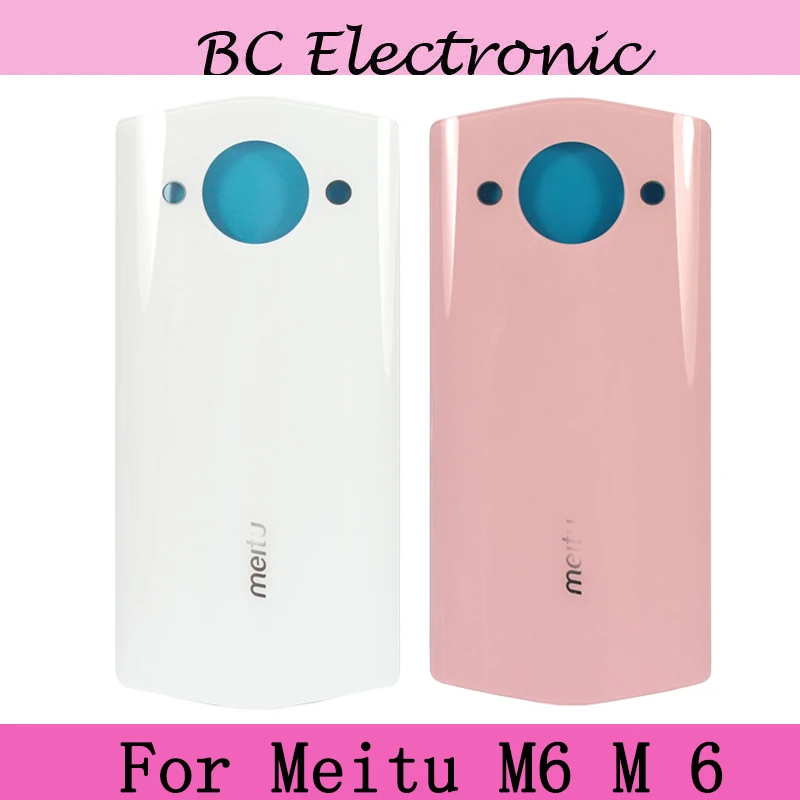 

High Quality For Meitu M6 M 6 Back Battery Cover Rear Door Housing Case Pink/White Replacement Parts