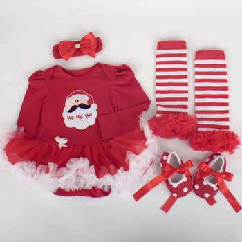 

2016 Santa Baby Christmas Costumes Outfits Jumpsuit Bodysuit Tutu Set Party Dresses 4PCS Newborn Girls Clothes 2016 Toddler 062
