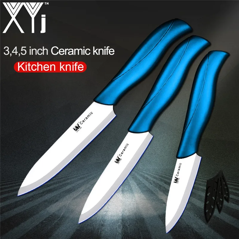 " 4" " дюймовый керамический кухонный нож ABS+ TPR Ручка острое лезвие керамический нож набор из 3 предметов XYj качественный кухонный нож Новое поступление - Цвет: Blue H White Blade