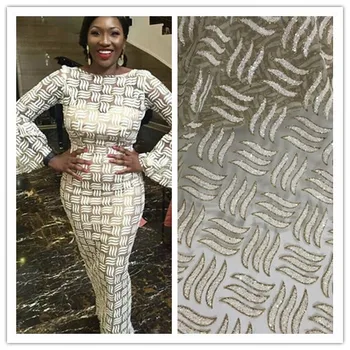 

New design african lace fabric with glitter JIANXI.C-62525 sequins French tulle lace fabric For Wedding dress