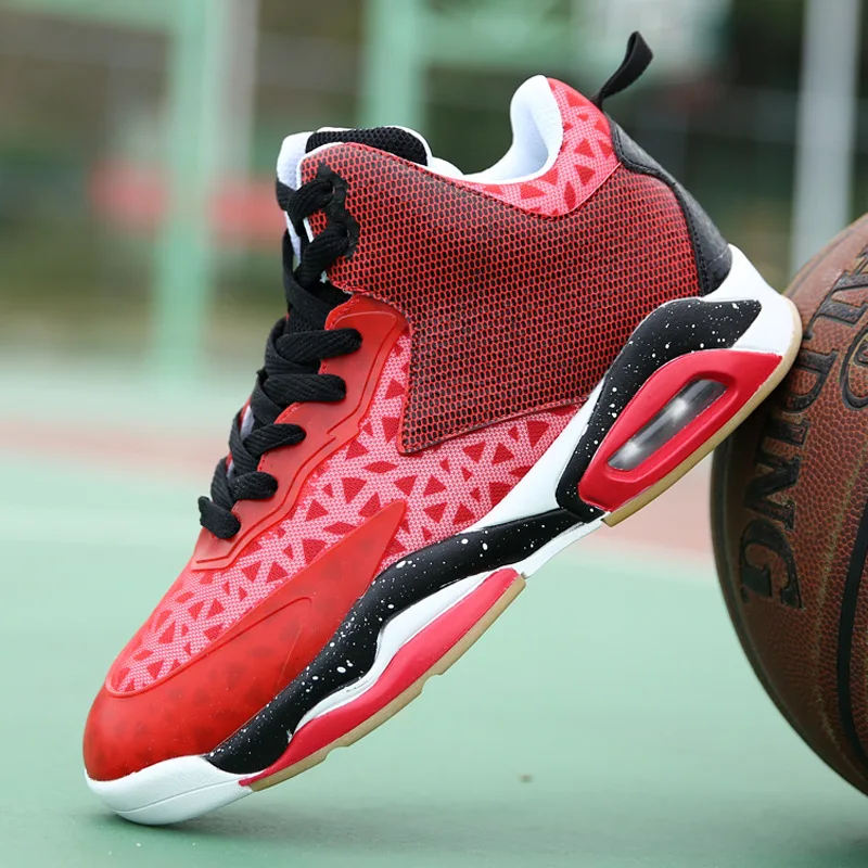 

New Arrival Men Rubber Lace-up Dmx Rubber Cotton Fabric Leather Spring High Lifestyle Basketball Shoes Sneaker For Man