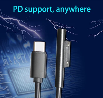 

PD to Microsoft Surface Tablet adapter for pro3 pro4 pro5 pro6 Book 1 2 laptop 15V2.58A 1724 1800 charging adapter TYPE-C USBC
