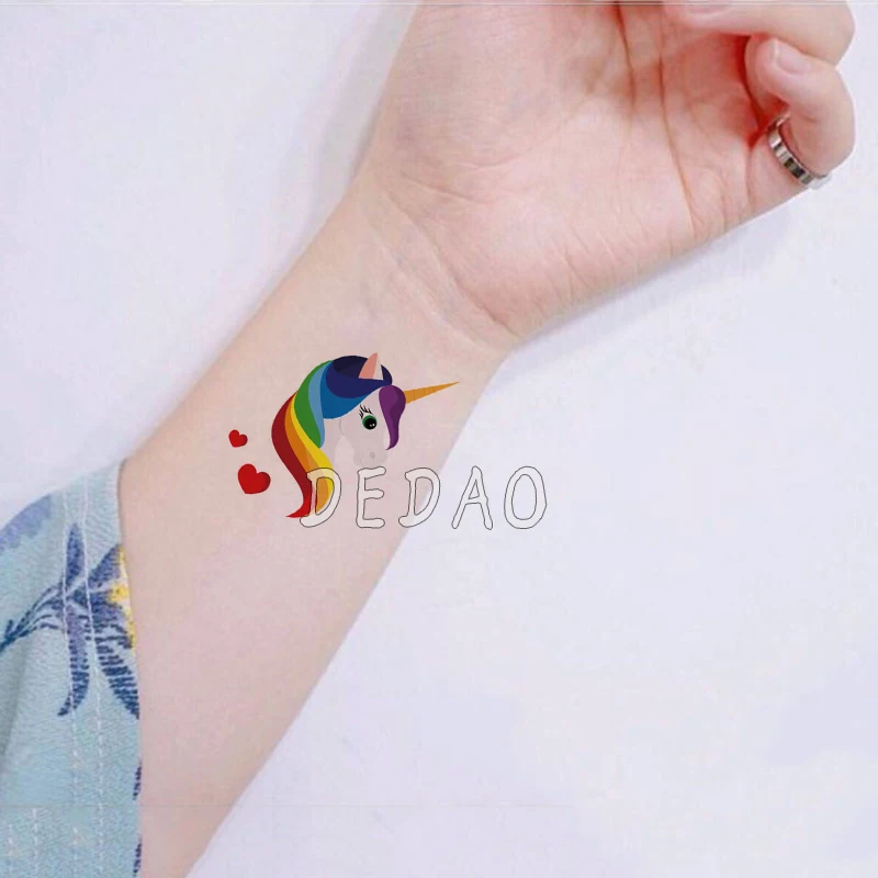 

Temporary Tatoo Fake Tattoo Sticker Unicorn Love Heart Tattoos Waterproof Tatouage Hand Foot Neck Art Tatto For Girl Women