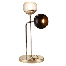 Двухголовная настольная лампа со стеклянным абажуром высота 58 см, изготовленная из железа с металлическим основанием 28 см