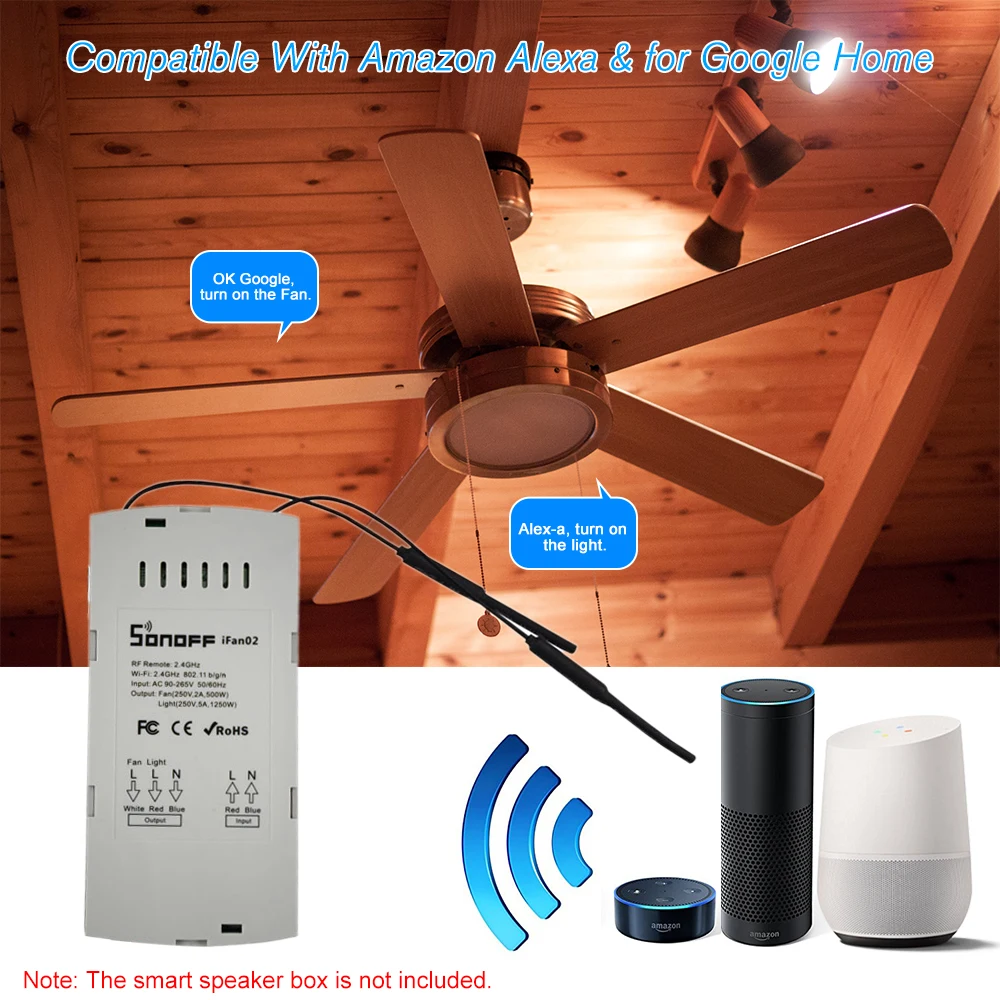 Sonoff Ifan02 Fan Controller Wifi Smart Ceiling Fan With Light App