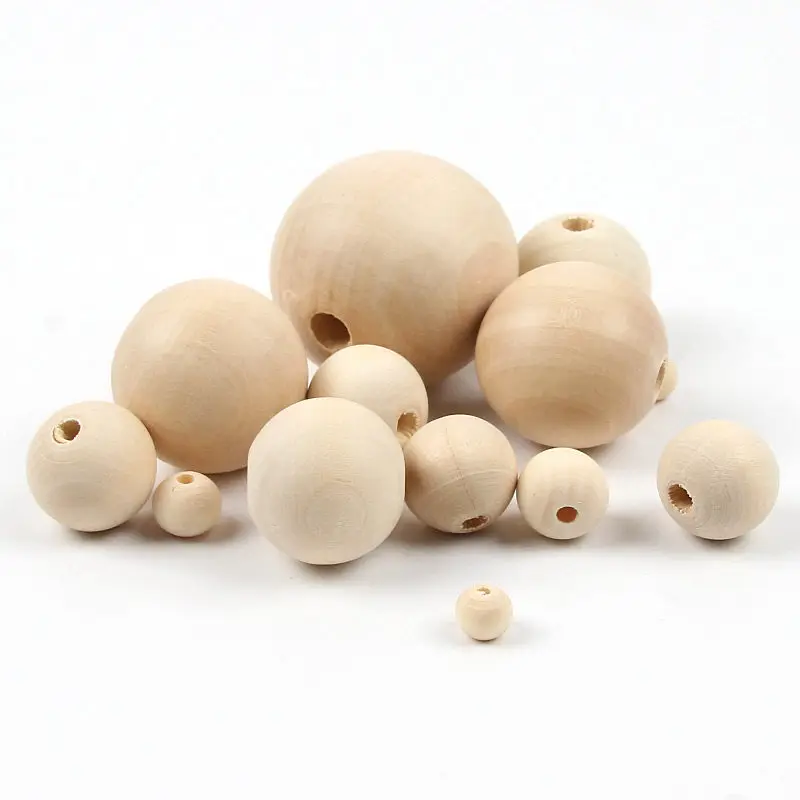 

DIY 4-50mm Lead-Free Round Ball Wooden Beads Eco-Friendly Natural Color Wood Spacer Beads For Jewelry Making Accessories