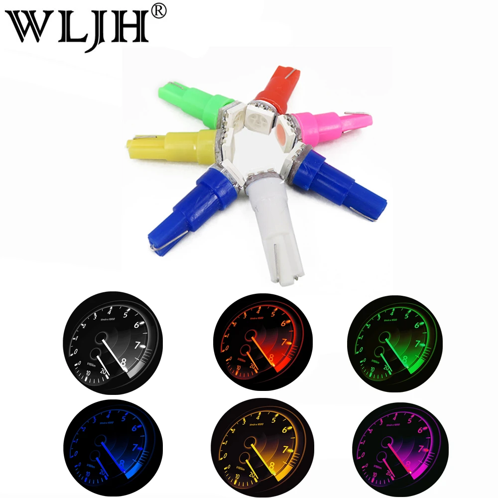 WLJH 25x T5 Led SMD 73 74 танкетка 286 Красный Синий Зеленый Желтый Автомобильный манометр Dash
