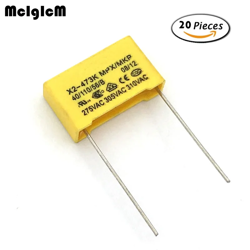 Best MCIGICM 20pcs 47nF capacitor X2 capacitor 275VAC Pitch 15mm X2 Polypropylene film capacitor 0.047uF