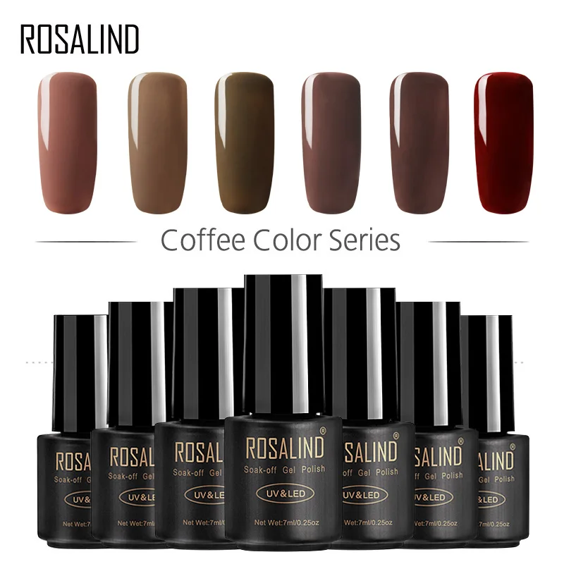 

ROSALIND Coffee Colors 7ml Nail Gel Polish UV/LED Lamp Manicure Nail Art Almost Flavourless Long-lasting gel lacquer