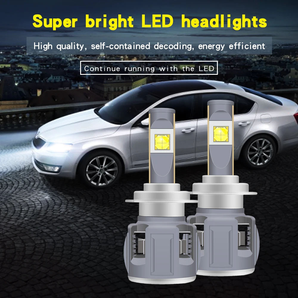 

2PCS H4 LED Bulbs H7 LED H11 H8 H9 9005 9006 9007 9012 Car Lights Headlight Conversion Kit 72W 10000LM XHP-70 Lens Chips 6000K