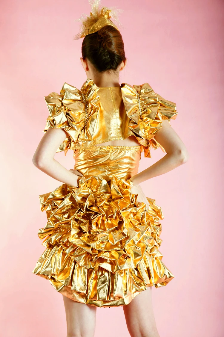 2019 сексуальный женский золотой комплект одежды из лакированной кожи, концертная модель, студийный тематический вечерние сценический