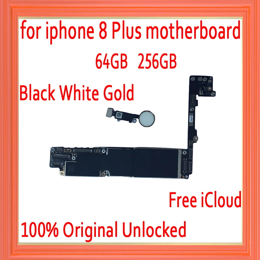 

64GB / 256GB for iphone 8 Plus Motherboard with Touch ID,Original unlocked for iphone 8P Mainboard with Free iCloud,Mother board