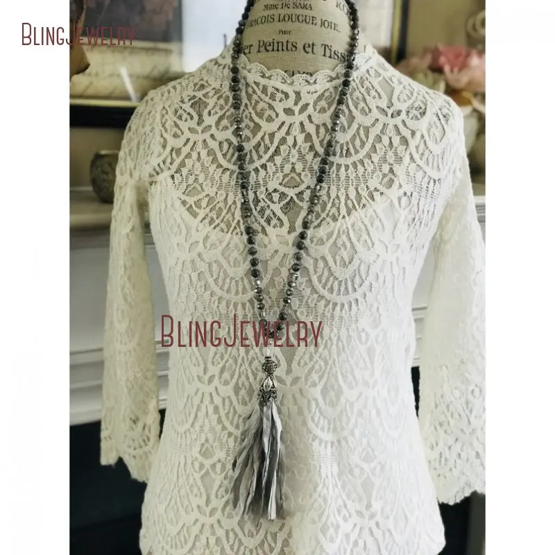 20190410-NM24967-black grey sari silk tassel jewelry statement necklace fun accessory desig