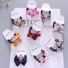 2 шт./компл. резинка для волос для девочек, детская одежда с бантом, растягивается непрерывно резиновые полосы ленты конфеты Цветной плед волос веревки G0409