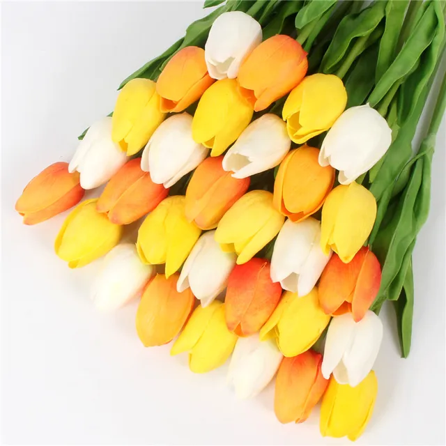 Free shipping 21PCS/LOT pu mini tulip flower real touch wedding flower