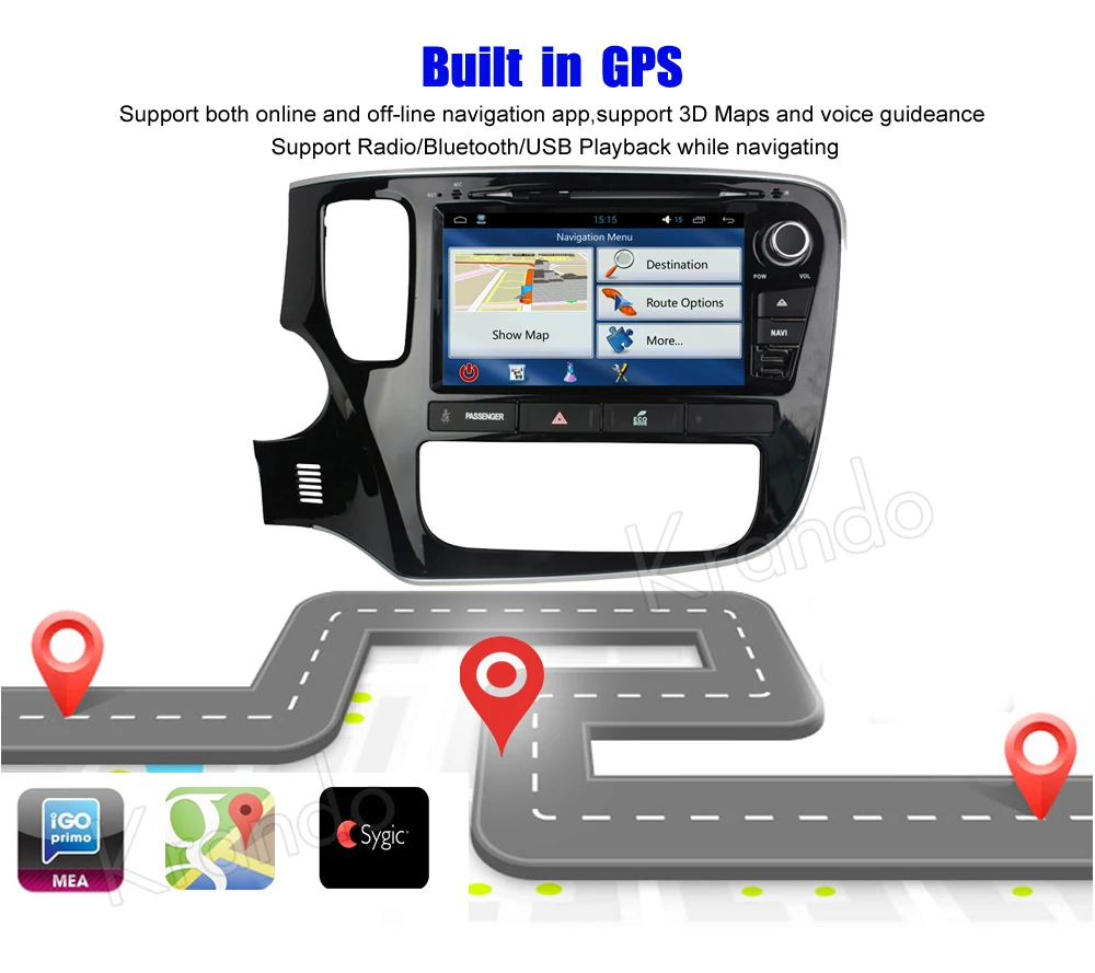Best Krando 8" Android 7.1 car navigation multimedia system for Mitsubish Outlander 2015+ audio radio gps dvd player WIFI 3G DAB+ 3