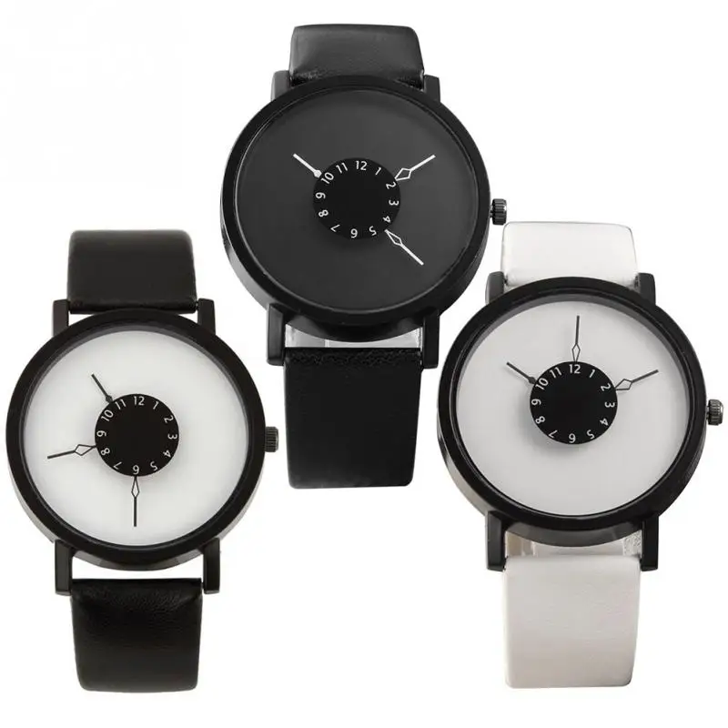 

3Colors Fashion PU Leather Alloy Quartz Students Couple Watch Wristwatch