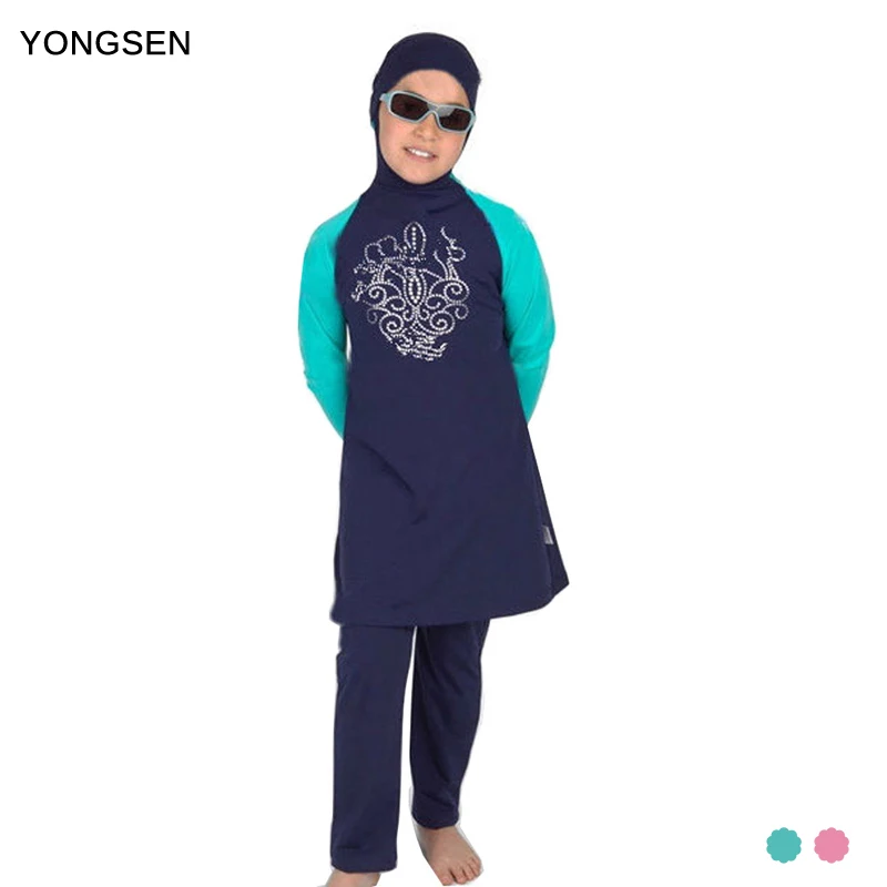

YONGSEN Islamic Girls Muslim Swimwear Full Coverage Modest Muslim Swimwear Arab Beach Wear Plus size Muslim Swimsuits