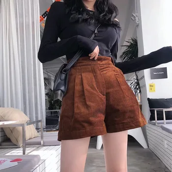 

2020 Spring New Arrival European & American Style Button-down Corduroy Women Shorts Fashion Zipper Short Femme Free Shipping